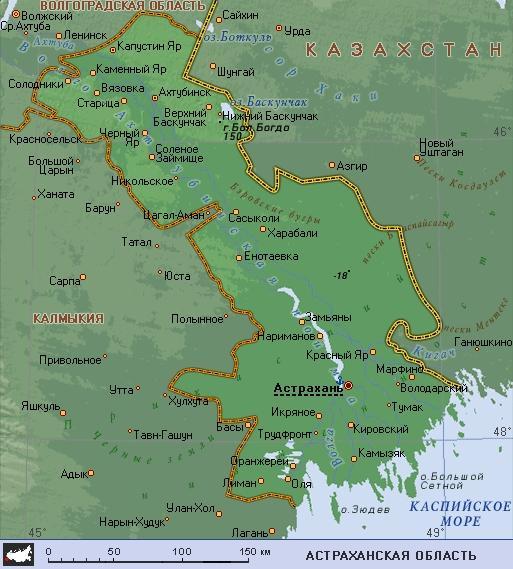 карта Астраханской области