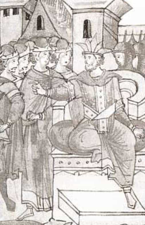 Хан Батый повелевает умертвить Князя Михаила Черниговского. Средневековая русская миниатюра.