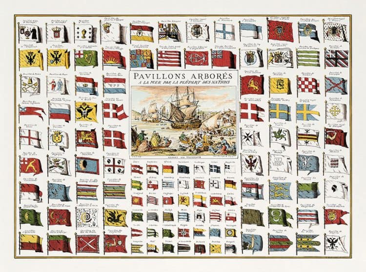 Pavillons des marines. 1750