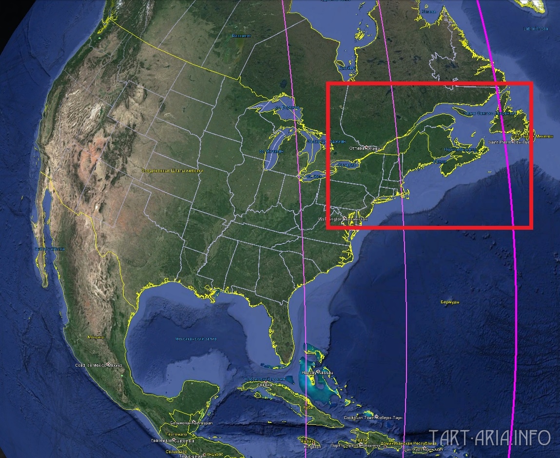 Карта. Сдвиг полюсов. Северная Америка северо-восток вид