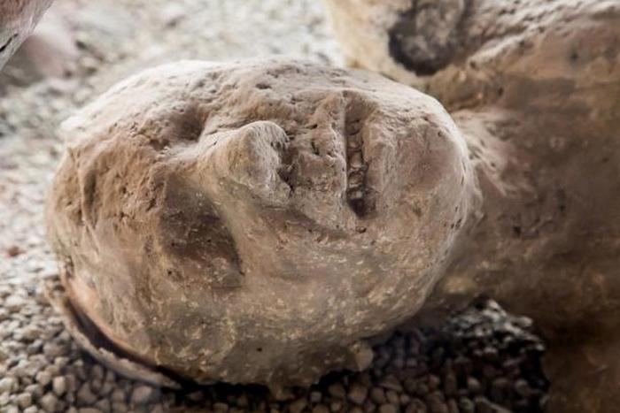 Окаменевшее тело, погибшего при извержении Везувия, жителя Помпеи
