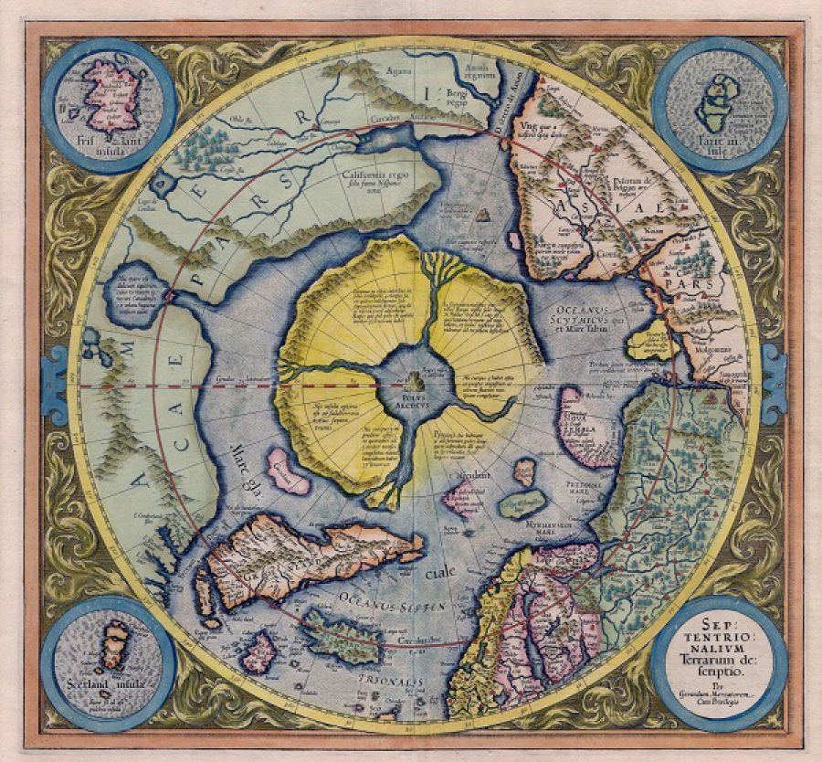 The Arctic on Gerardus Merkator’s 1595 map. Source.