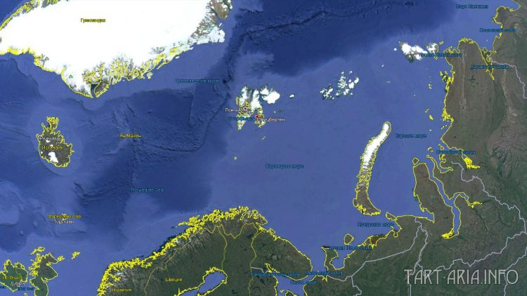 Спутниковая карта района Баренцева моря