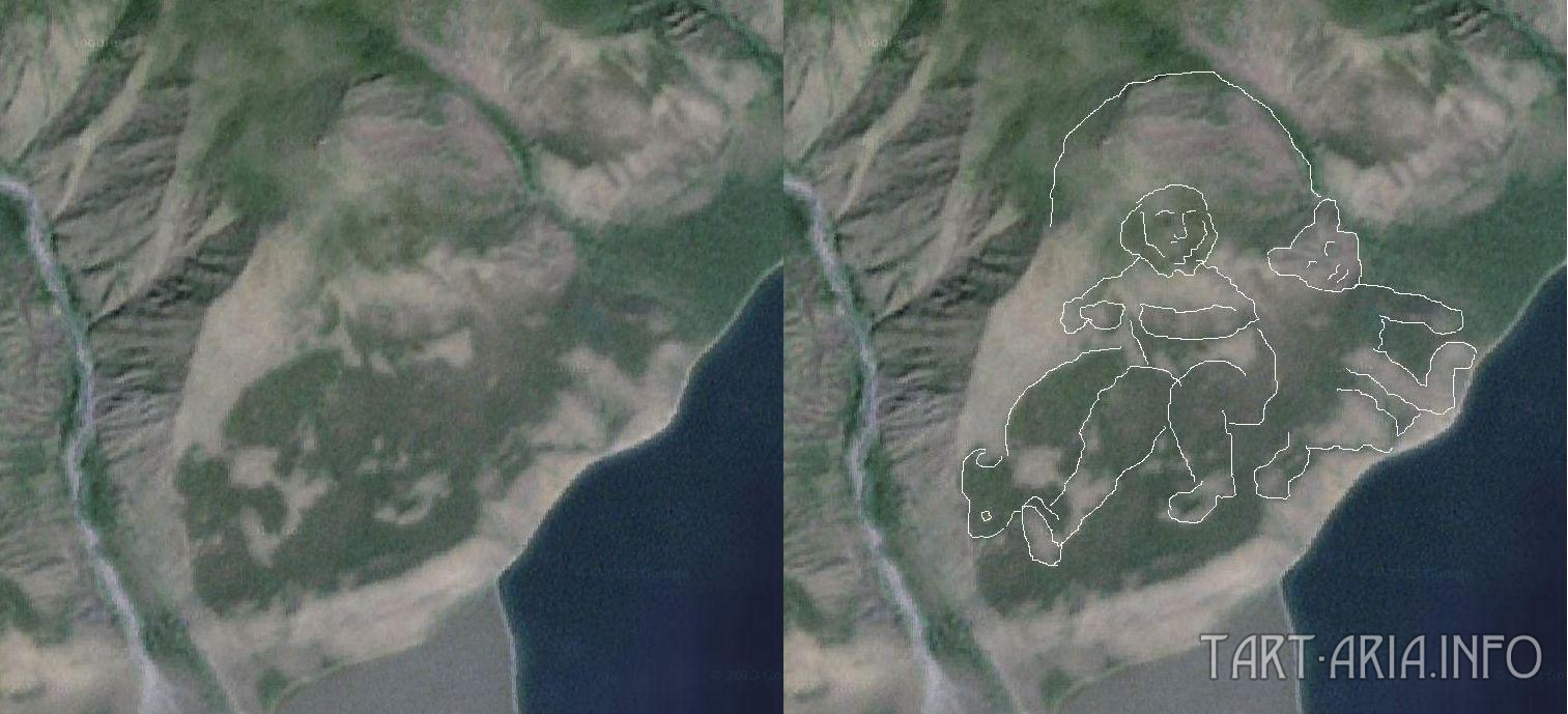 Рис. 2. Прорисовка изображения человека с собакой от 2002 года.