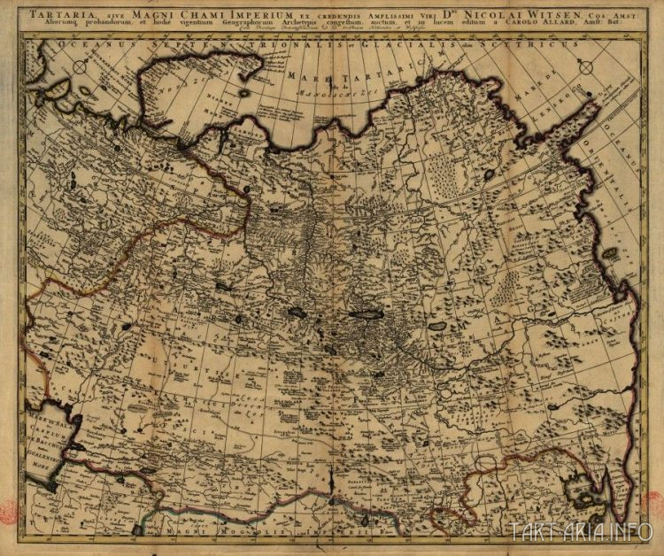 Рис. 23. Карта Тартарии, составленная Николасом Витсеном в 1705 году.