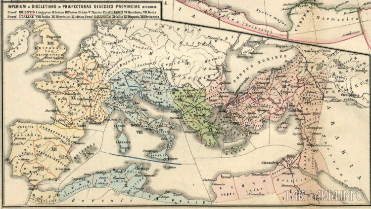 Фрагмент карты Римской империи из атласа «Atlas antiquus. Zwölf Karten zur Alten Geschichte» изд. 1870 г., Государственный Архив в Познани. Источник 