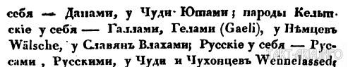 Фрагмент описания из его книги «Славянские древности» Том 1. Кн. 1, 1837г. , как сами народы себя называли и как их называли другие.
