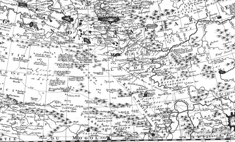 Фрагмент Carte nouvelle dе la grande Тartarie ou de L'Empire du Grand Cham, 1705г. Источник