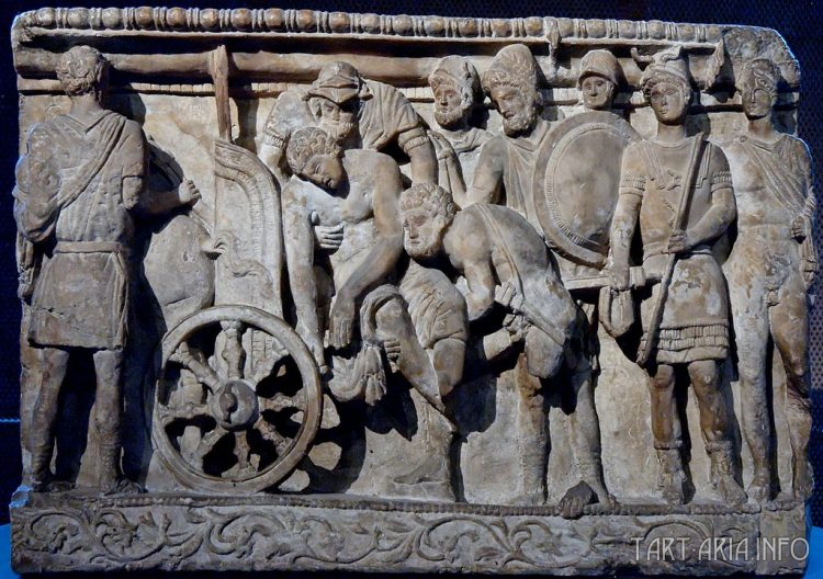 Урна из алебастра, этрусские произведения искусства из Вольтерры, 2 век до н.э.