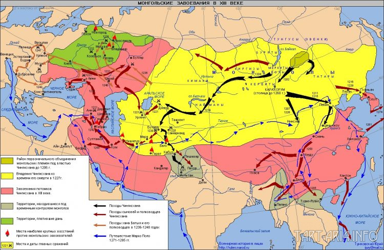 Схема монгольских завоеваний, источник