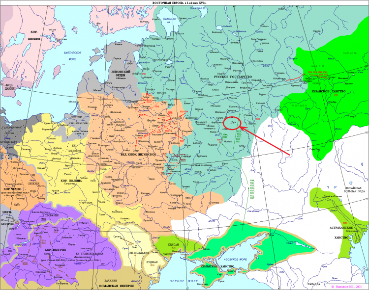 Восточная Европа в 1550 году