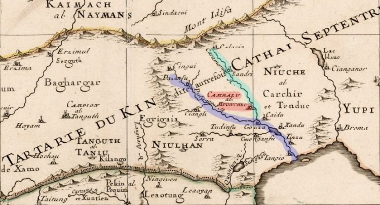 Фрагмент карты «4 sheet map of Asia», Pierre Du Val, 1684г.