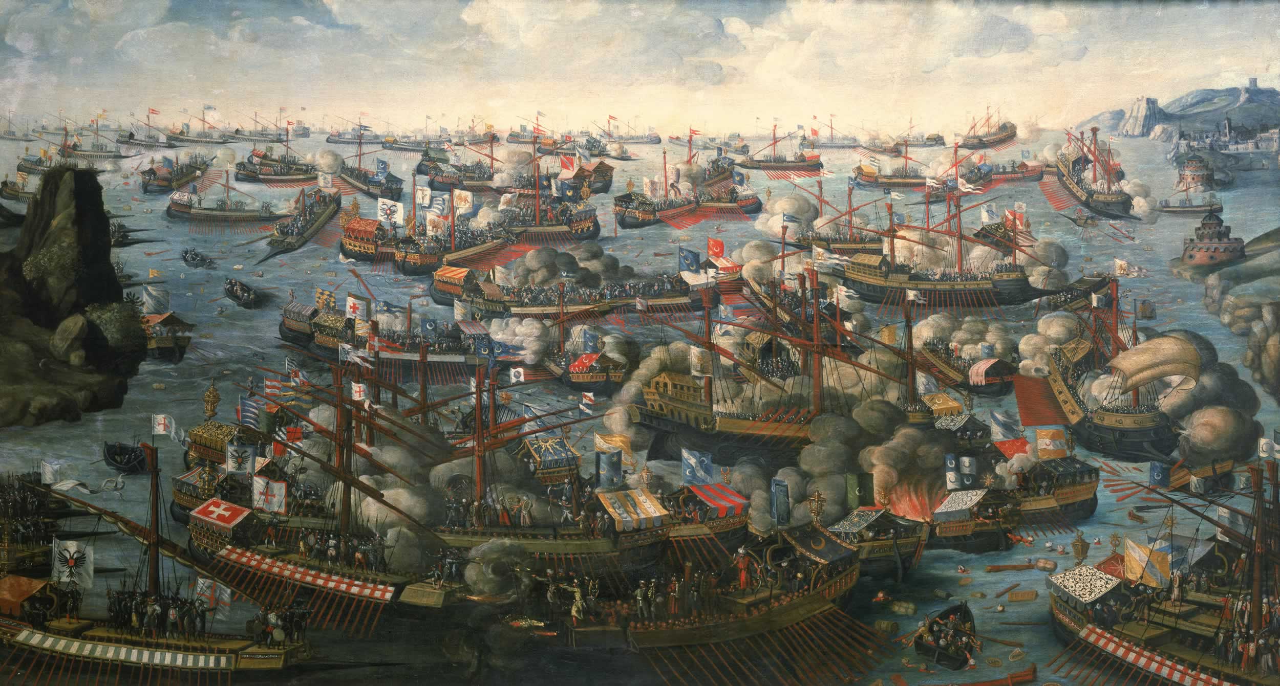 Битва при Лепанто в 1571 году (картина неизвестного художника).
