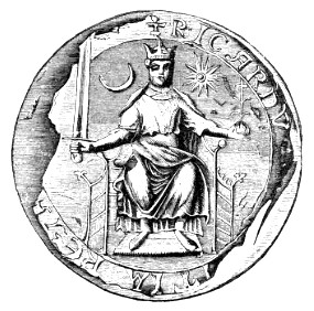 Печать короля Англии Ричарда 1-го (правил в период: 1189 – 1199).
