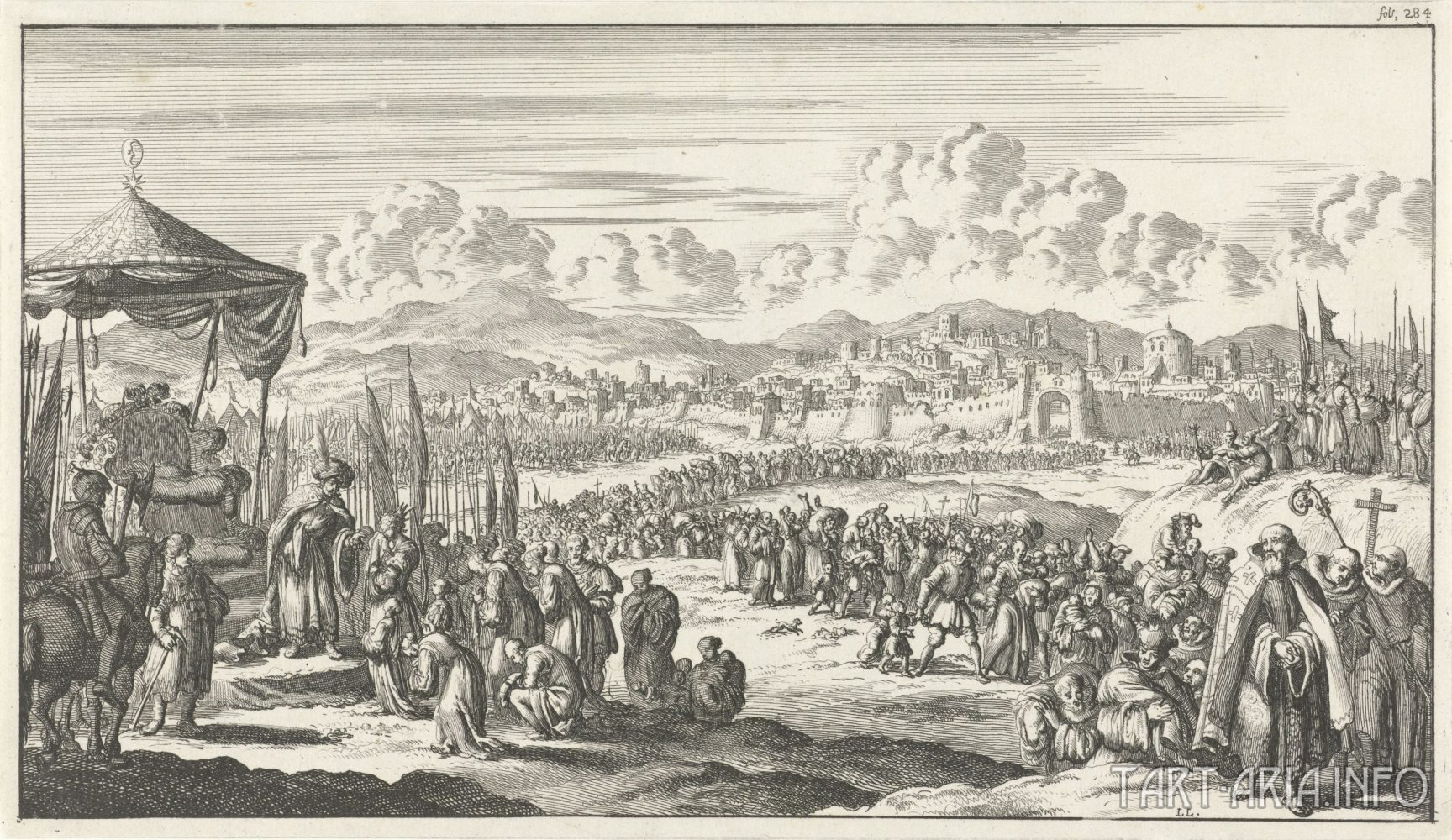 Recapture of Jerusalem in 1187 CE by Saladin (Engraved by Jan Luyken in 1683).