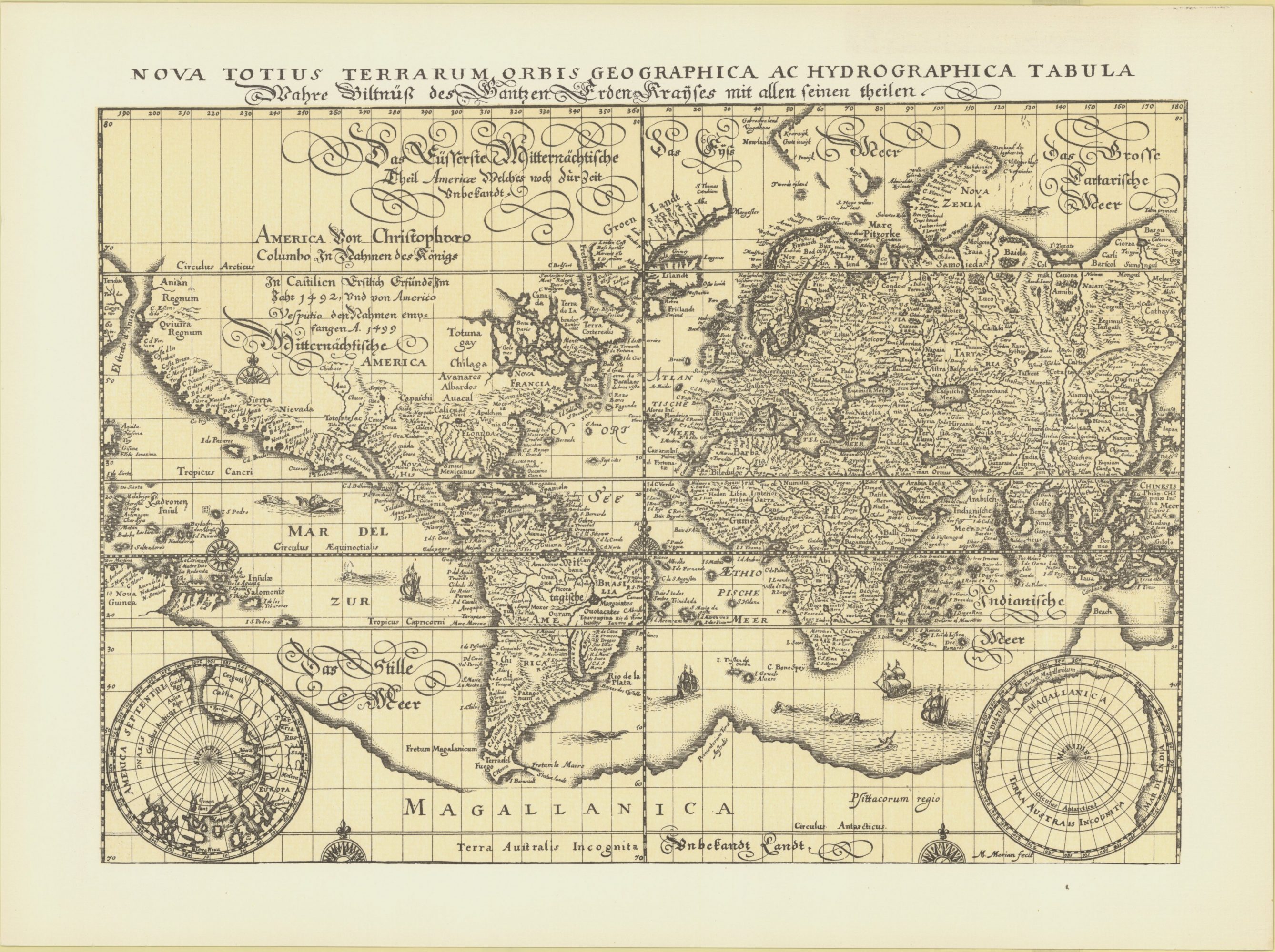 1648 map of the world by Matthaus Merian